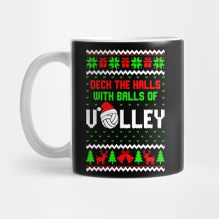 Deck The Halls With Balls Of Volley Funny Holiday Mug